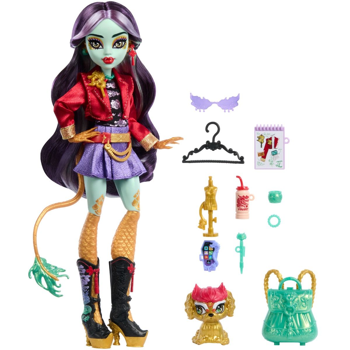 Monster High Jinafire Long Doll – Dragon Fashion Doll with Pet Yun Yun & 7 Accessories