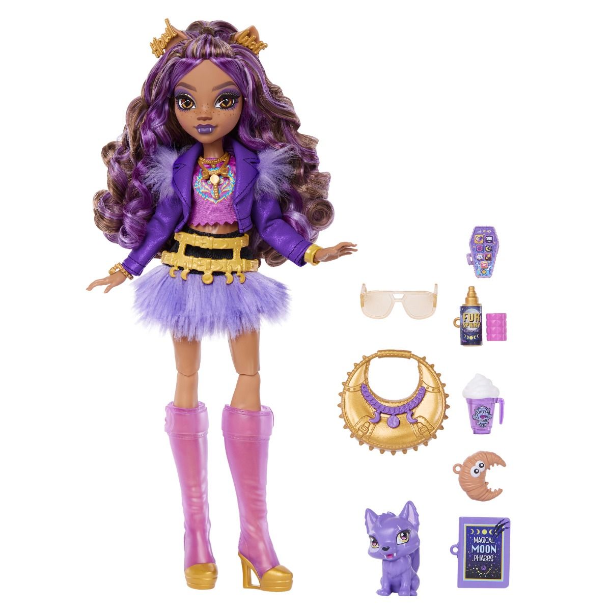 Monster High Core Clawdeen Wolf Doll – Fashion Doll with Crescent Pet & 7 Accessories