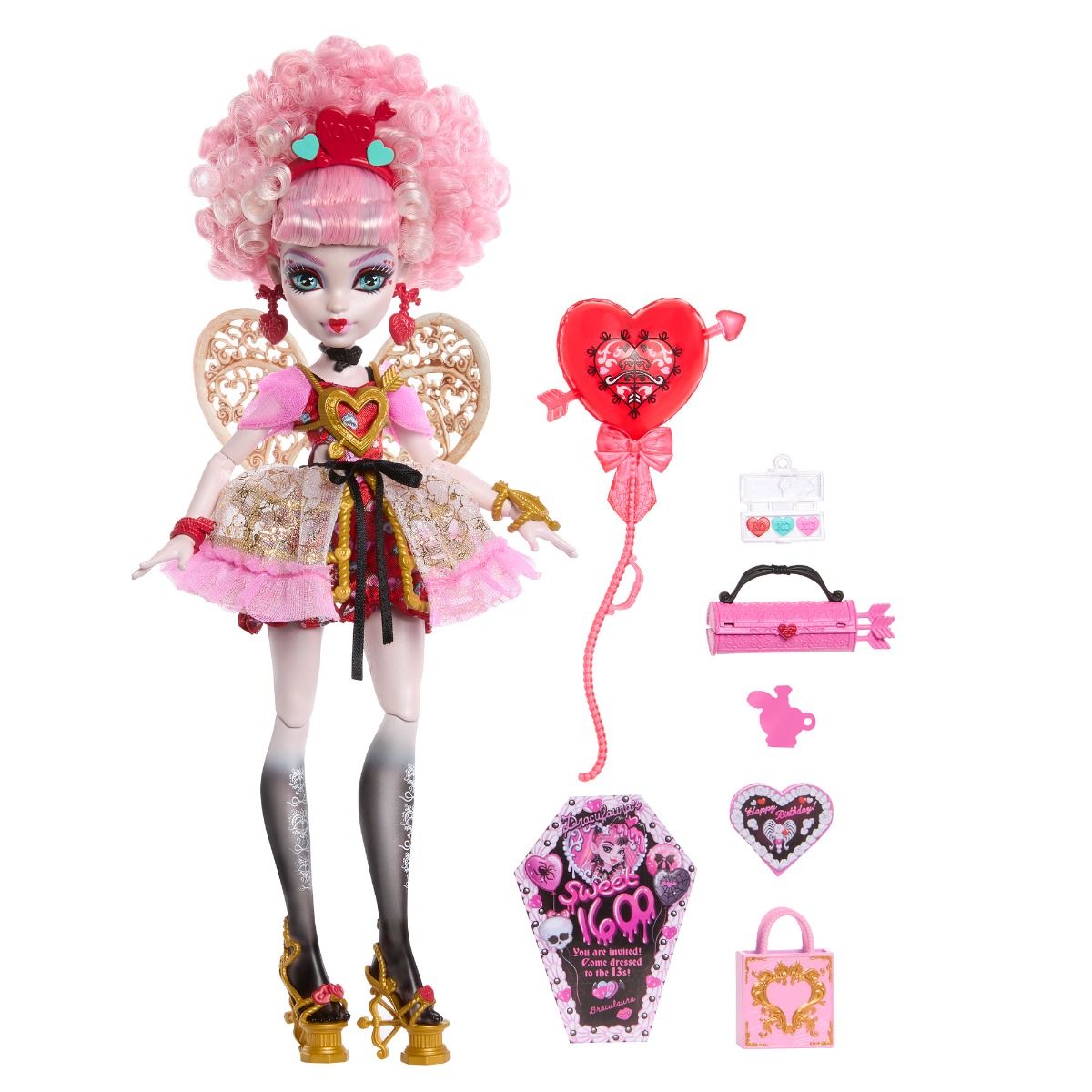 Monster High Scary Sweet Birthday Cupid Asteria Doll – Birthday Party Fashion Doll with Accessories