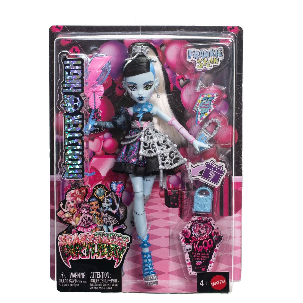 Monster High Scary Sweet Birthday Frankie Stein Doll – Fashion Doll with Birthday Party Accessories