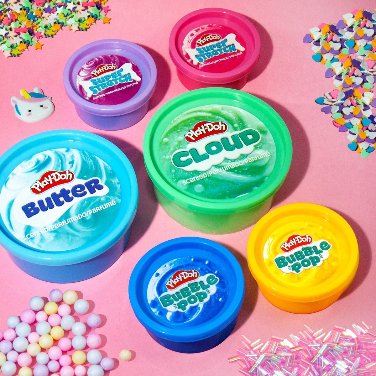 Play-Doh Slime Kawaii Mix & Play 6 Pack – Sensory Slime Set with Glitter, Beads & Charms