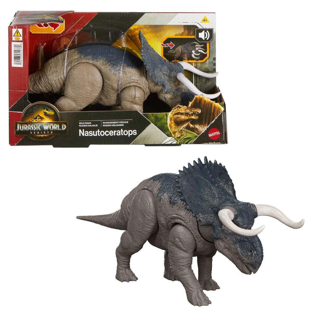 Jurassic World Saga Wild Roar Dinosaur Action Figure Assorted – 12-Inch Dinosaur with Roaring Sounds & Attack Action