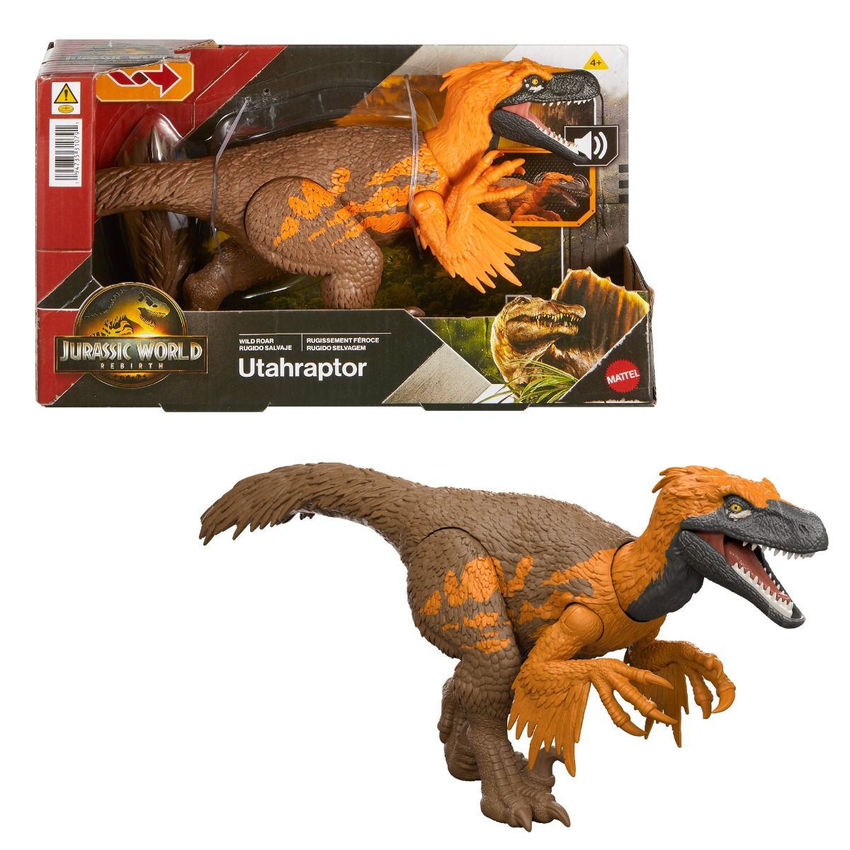 Jurassic World Saga Wild Roar Dinosaur Action Figure Assorted – 12-Inch Dinosaur with Roaring Sounds & Attack Action